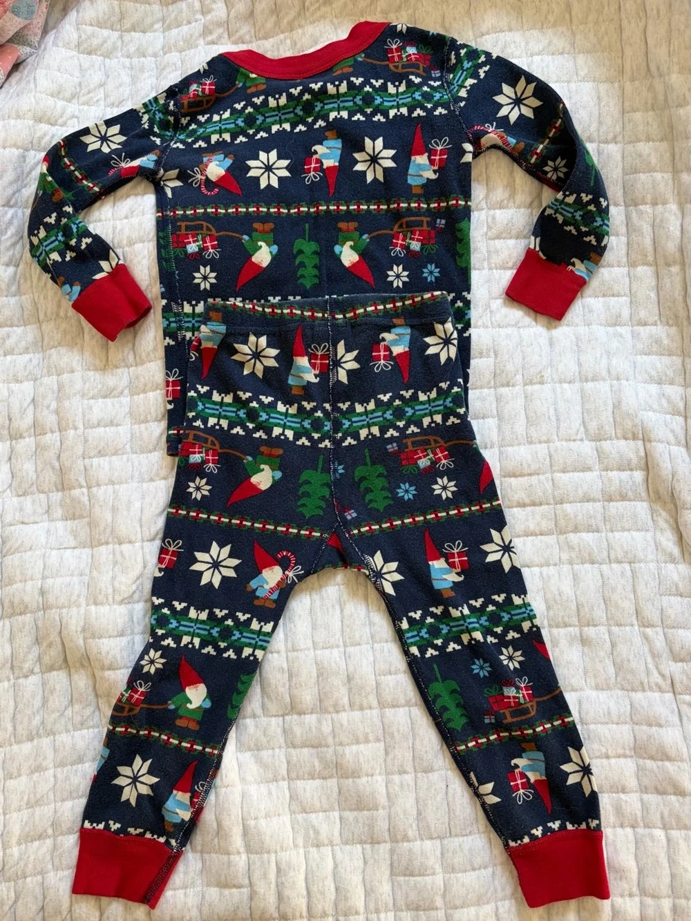 Hanna Anderson Kids Holiday Gnome Pajama Set - Navy & Red